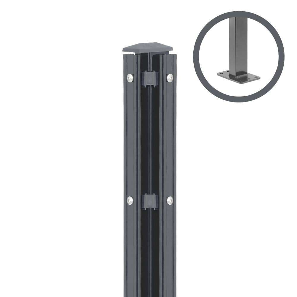 Artikelbild 1 des Artikels “Zaunpfosten P2 mit Profilleiste anthrazit RAL 7016 | 830 | Zum Aufdübeln | Eckpfosten Rechts“