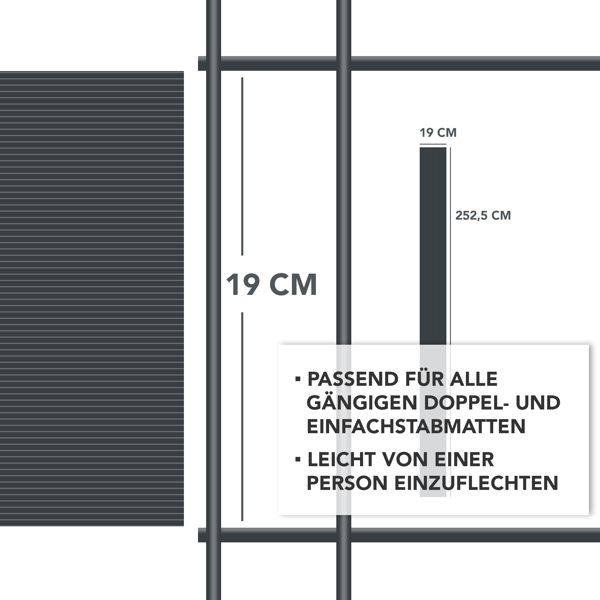 Artikelbild 3 des Artikels “Guck Nich® Sichtschutz-Streifen Hart-PP moosgrün RAL 6005“